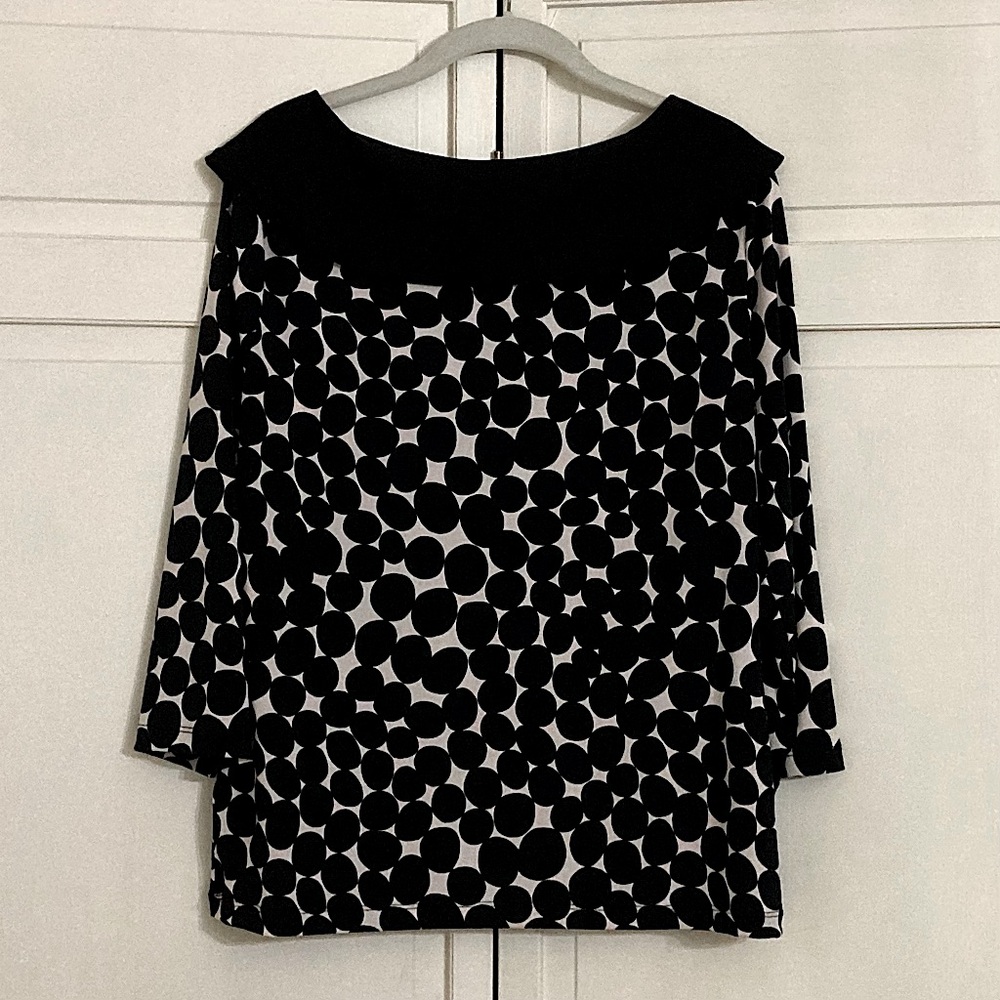 Rafaella Black And White Polka Dot Long Sleeve Top Sizes XL